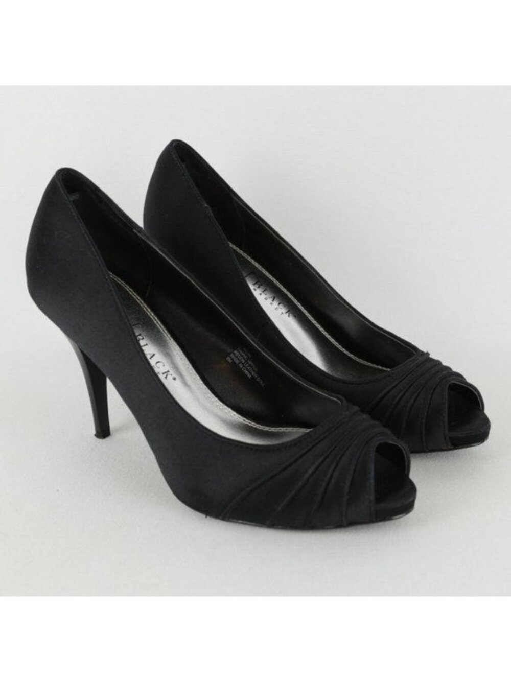 White House Black Market Jordin Women's Size 8 Black Textile Peep Toe Heels